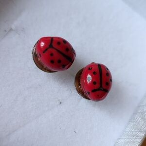 Red Ladybug Stud Earrings
